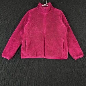 UNIQLO Full-Zip Fleece Jacket Women's Purple Sherpa Plush Soft Warm Coat Size‎ L